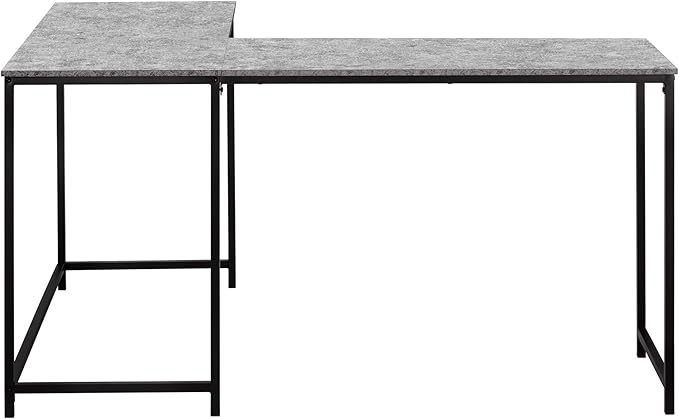 Monarch Specialties 7392 Computer Desk Home Office Corner 58 Shape Work Laptop Metal Laminate Contemporary Modern Desk-58 L/Grey Stone-Look/Black 58.25 L x 44 W x 30 H