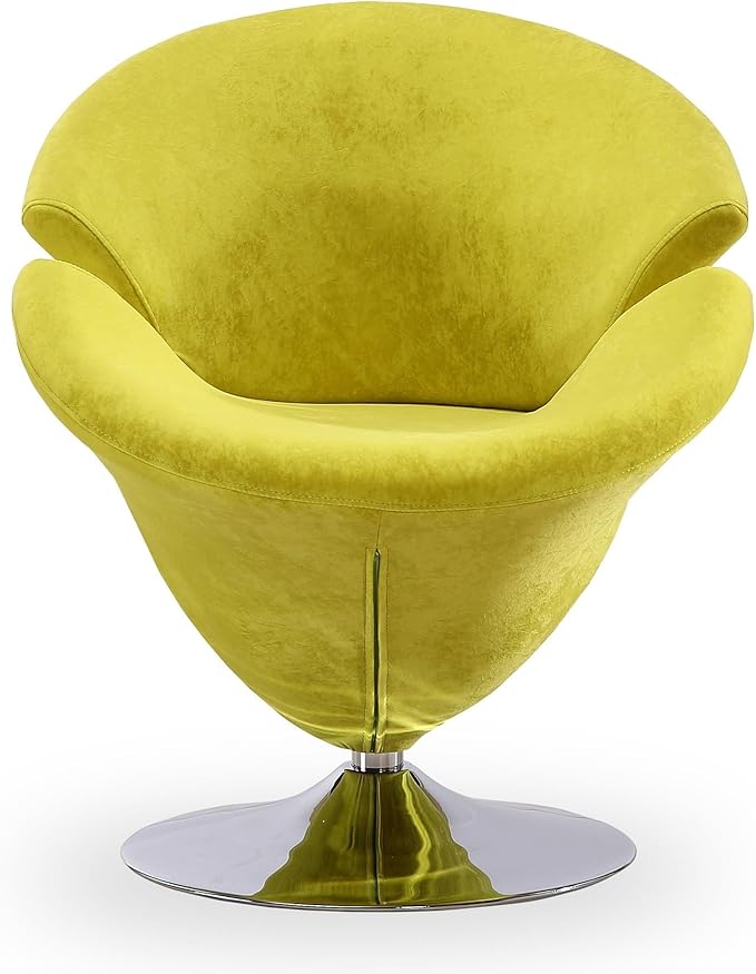 Manhattan Comfort Tulip Swivel Accent Chair Set of 2 with 360° Turn Modern Flower Inspired Design Soft Velvet Upholstery Polished Chrome Base No Assembly Required 300 Lbs Capacity Green
