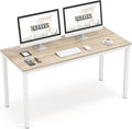 Teraves Computer Desk/Dining Table Office Desk Sturdy Writing Workstation for Home Office (47.24” Beige + White Frame)