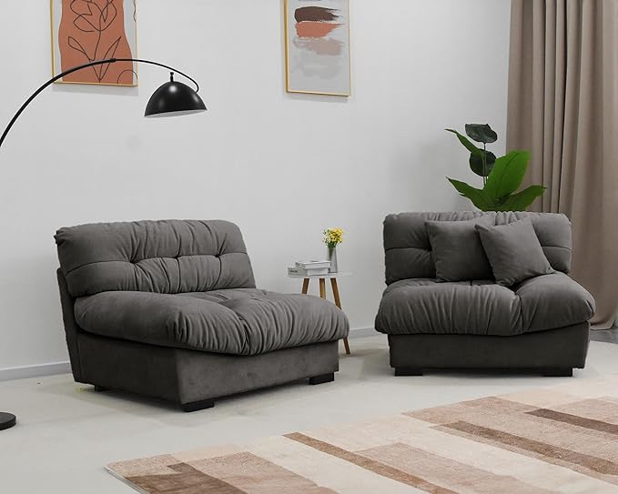 89 Comfy Cloud Sectional Couches Loveseat Sofa with 2 Pillows Minimalist Modern Sofas for Living Room Apartment Bedroom Office Grey