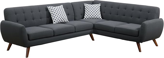 Poundex Bobkona Galiana Linen-Like Polyfabric SECTIONAL in Ash Black