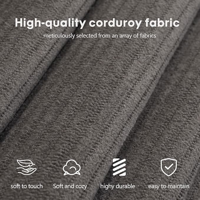 78.8 Modular Sofa Bed - 4-in-1 Convertible Design with Corduroy Fabric and High Density Sponge Removable Cover and Fixed Frame
