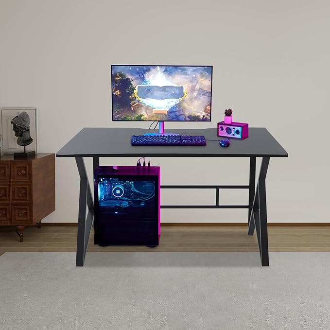 Computer Desk Home Office Writing Desk Gaming Desk with Large Work Surface Ergonomic Student Study Desk Laptop Table Modern Wood and Metal Study Table Workstation (47.24 * 23.62in)