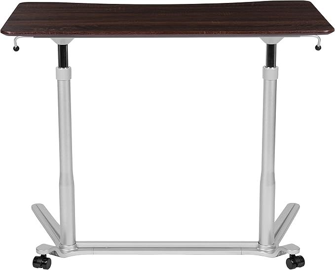 Flash Furniture Merritt Sit-Down Stand-Up Dark Wood Grain Computer Ergonomic Desk with 37.375W Top (Adjustable Range 29 - 40.75)