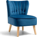 S AFSTAR Armless Accent Chair Wingback Velvet Sofa Chair with Solid Rubber Wood Legs &amp Thick Padded Seat Upholstered Leisure Club Chair for Living Room Guest Room Coffee Shop (1 Blue)