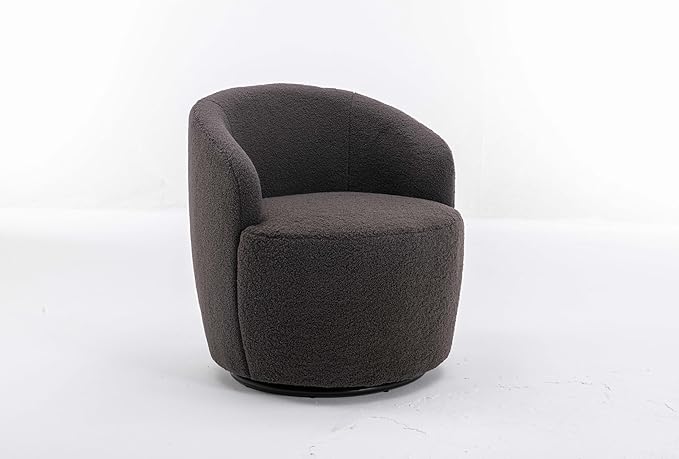 360° Gray Teddy Swivel Accent Chair for Living Room Small Round Swivel Chairs with Metal Base for BedroomBarrel Chairs for Bedroom Corner Or Small Spaces Cozy (Gray)
