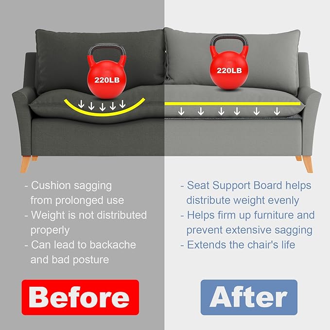 VERONLY Heavy Duty Couch Cushion Support Board to Fix Sagging Sofas 17x66 Sofa Thick Boards Add Strong Seat Supports Stays in Place Replacement Stuffing Under Couches Black