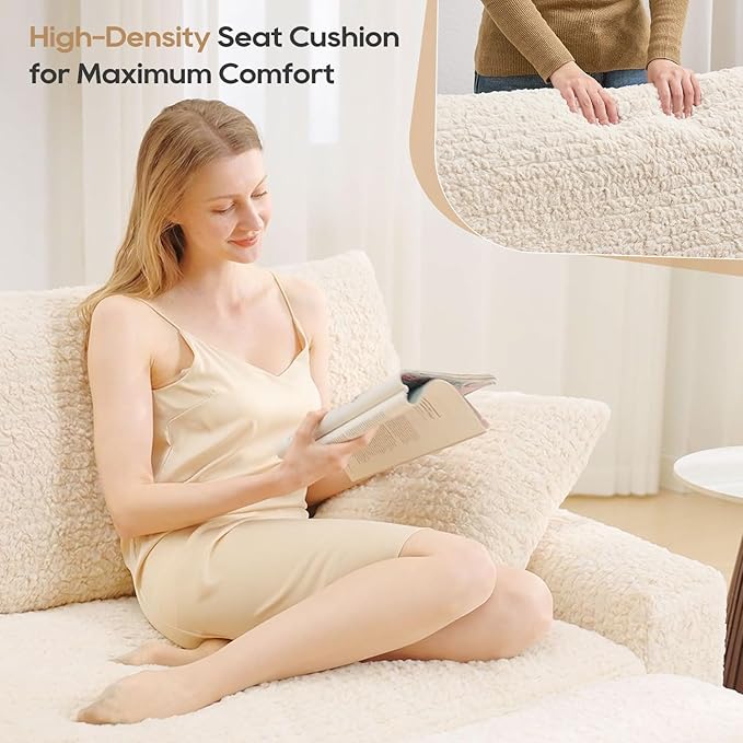 62“ Oversized Chaise Lounge Chair IndoorComfy Loveseat with Storage OttomanUpholstered Sleeper Sofa Bed with 2 Pillows Deep Seat Love Seat Couch for Living RoomBedroomApartmentBeige