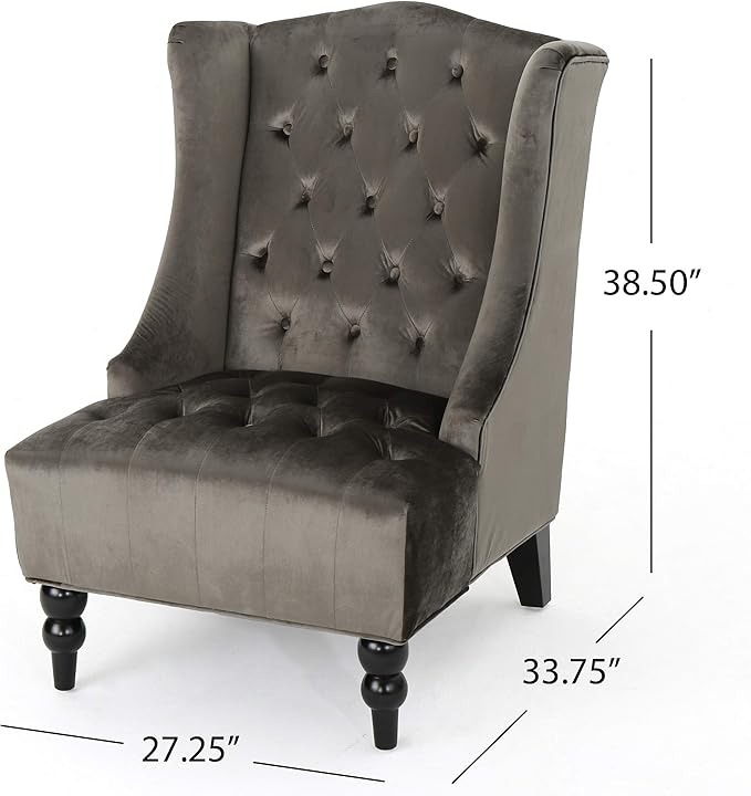 Christopher Knight Home Toddman High-Back Velvet Club Chair Grey