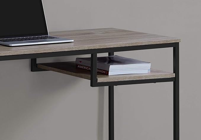 Penau Computer Desk Home Office Laptop 48l Modern Industrial Style with Dark Taupe Finish Sturdy Black Metal Legs Compact Design