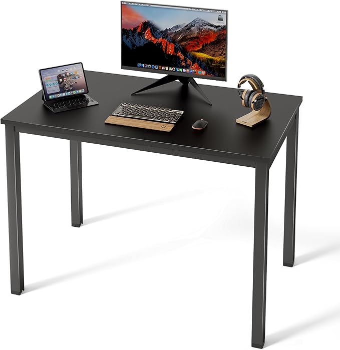 40 Inch Computer Desk Small Home Office Desk with Deeper Desktop Study Writing Gaming Table Modern Simple PC Desk for Office Home Bedroom Easy Assembly Adjustable Feet Black