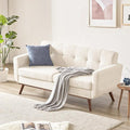 Tbfit Loveseat Sofa Mid-Century Love Seat Couches Boucle Small Sofa for Living Room Bedroom Office Button Tufted Upholstered Furniture Beige