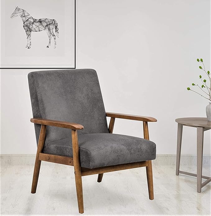 Barlow Modern Vintage Open-Framed Arm Living Room Chair 30.5 Fossil Grey