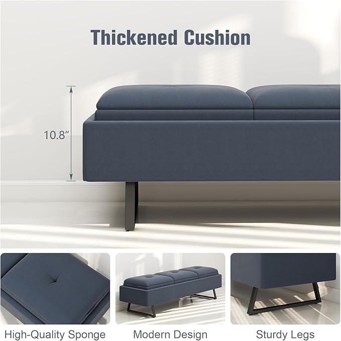 Kinfant Modern Futon Sofa Bed - Couch Bed with Soft Cushions for Living Room Bedroom and Small Space (Navy Blue 6-Seater)