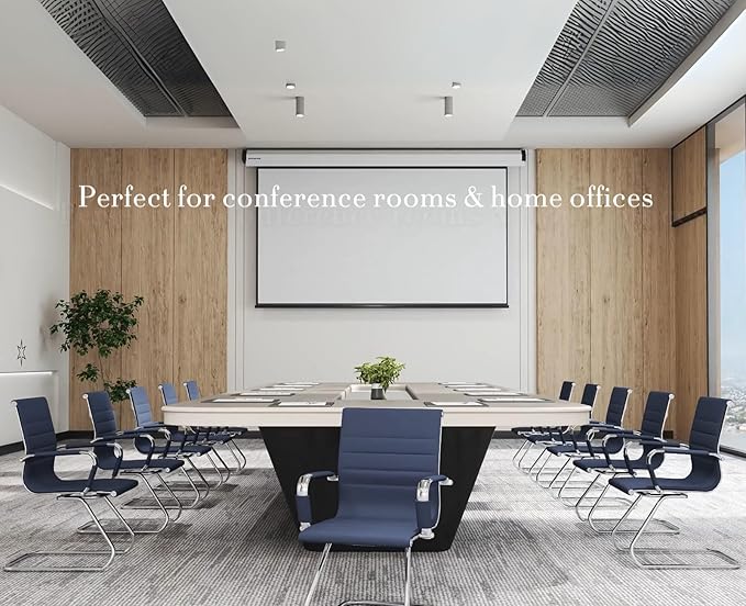 CIMOTA Waiting Room Chairs Leather Office Guest Chair Mid Back Reception Chairs with Sled Base for Meeting/Patient/Conference Room Navy Set of 6