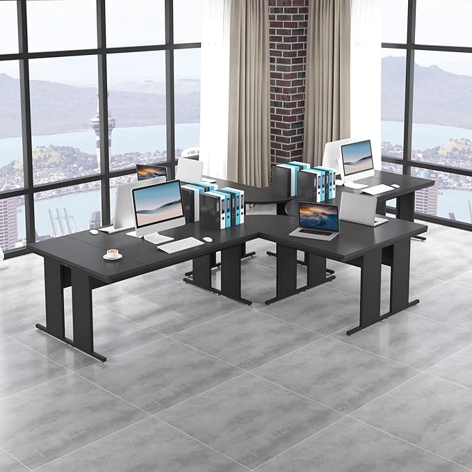 Tribesigns 83-Inch Large L Shaped Desk Reversible Executive Office Desk Modern Corner Computer Table Business Workstation for Home Office Black