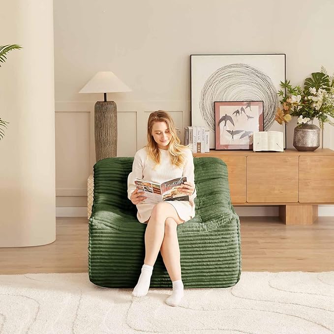 40 Swivel Cloud Chair 360° Swivel Accent Chair with Armless &amp Movable Pillow Cozy Single Sofa Oversized Reading Chair for Bedroom Living Room Compression Corduroy Plush Easy Assembly (Green