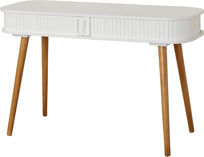 Edie Mid-Century Home Office Desk Entryway Table White/Walnut