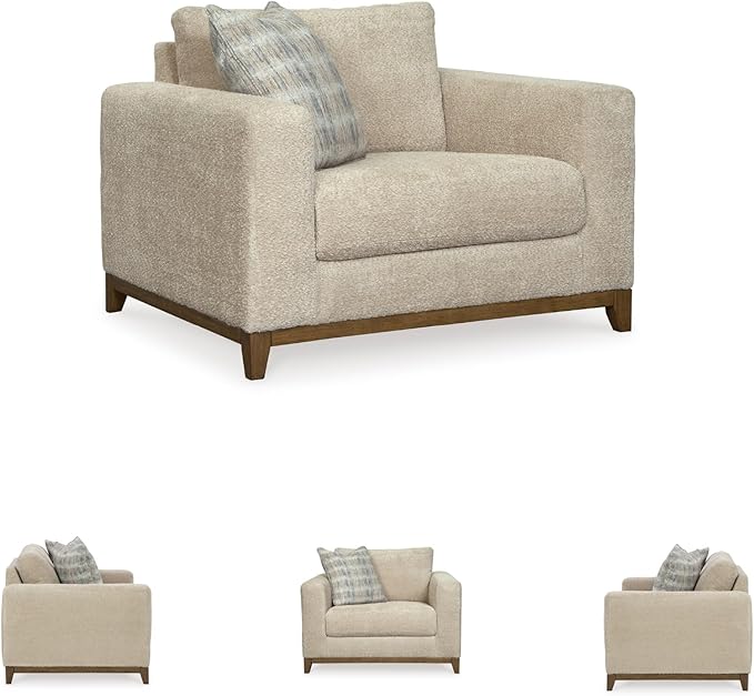 Signature Design by Ashley Parklynn Classic Upholstered Oversized Chair with 1 Accent Pillow Beige