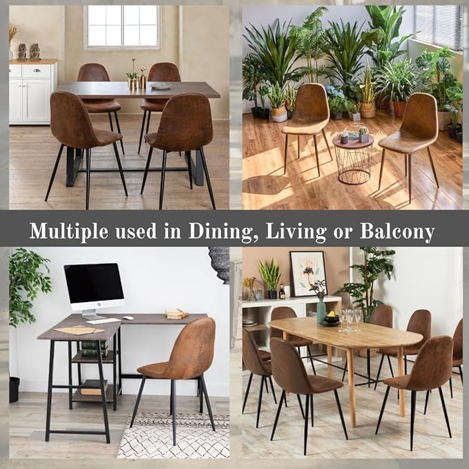 Homy Casa Living Room Chairs Set of 4 Modern Mid-Century Style Industrial Accent Chairs with Black Metal Legs Upholstered Comfortable Seating for Living Room Lounge or Bedroom
