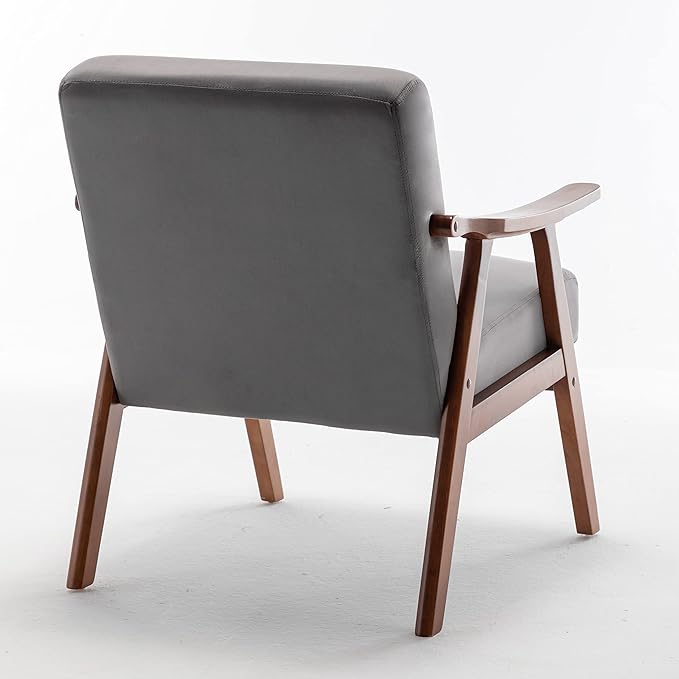 Container Furniture Accent Chair with Microfiber Upholstery and Solid Wood Frame Classic Mid-Century Modern Living Room Furniture for Extra Seating Grey