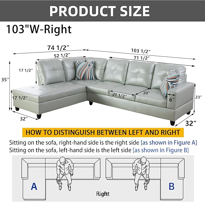 L-Shaped Combination Sofa Set Luxurious Synthetic Leather Living Room Sofa Suitable for Living Rooms Bedrooms Apartments and Offices