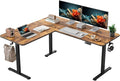 YIHAYO L Shaped Standing Desk Adjustable Height 63 x 55 Inches Electric Corner Standing Desk with Splice Board Computer Desk for Home Office Rustic Brown