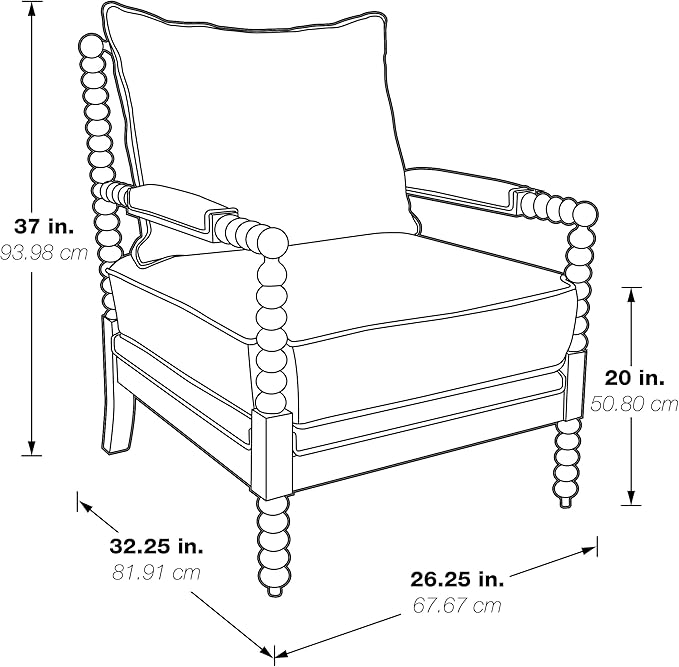 OSP Home Furnishings Fletcher Spindle Accent Chair with Rustic Brown Finish Fog Beige Upholstery
