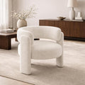 Barrel Accent Chair for Living Room Modern Upholstered Barrel Armchair Teddy Velvet Comfy Padded Reading Chairs for Bedroom Single Sofa Chair with Wood Frame - Barrel