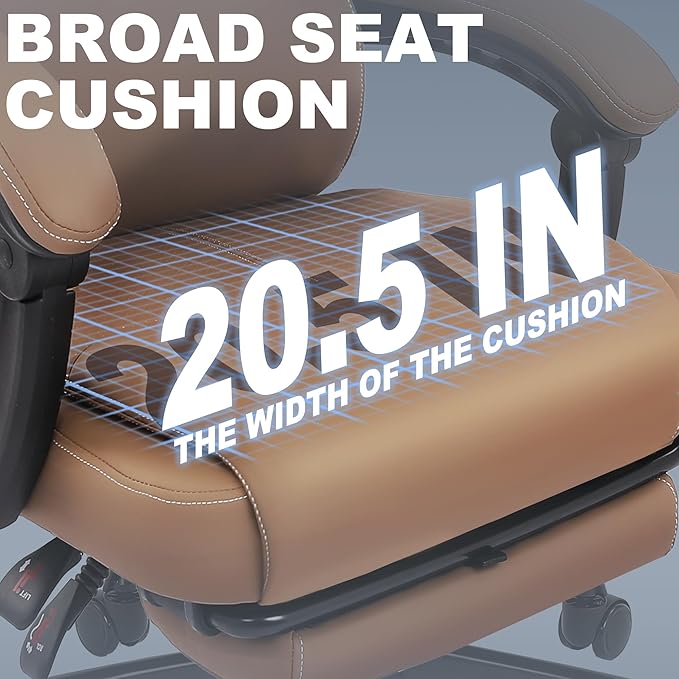 Misolant Big and Tall Office Chair with Footrest High Back Desk Chair with Linkage Armrest 90-155° Recline Executive Computer Chairs with Adjustable Height for Home