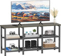 Furologee TV Stand 43 Inch Entertainment Center with 3-Tier Storage Shelves Industrial Media Console Table for TVs up to 50 Inch Television Stands for Living Room Bedroom Light Black Oak