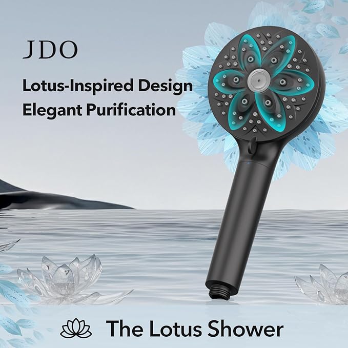 6-Setting Filtered Handheld Shower Head JDO High Pressure Shower Head with Replaceable Filter Cartridge 4.7 Inch Detachable Showerhead for Chlorine Hard Water Removal 59 Inch Stainless Steel Hose