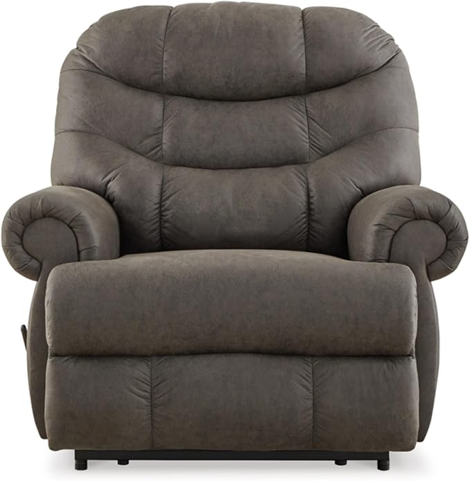 Signature Design by Ashley Camera Time Classic Tufted Faux Leather Zero Wall Recliner Gray
