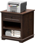 Lateral File Cabinet 3 Drawer File Cabinet with Charging Station Wood Lateral Filing Cabinet Printer Stand with Open Adjustable Storage Shelves for Home Office Cherry