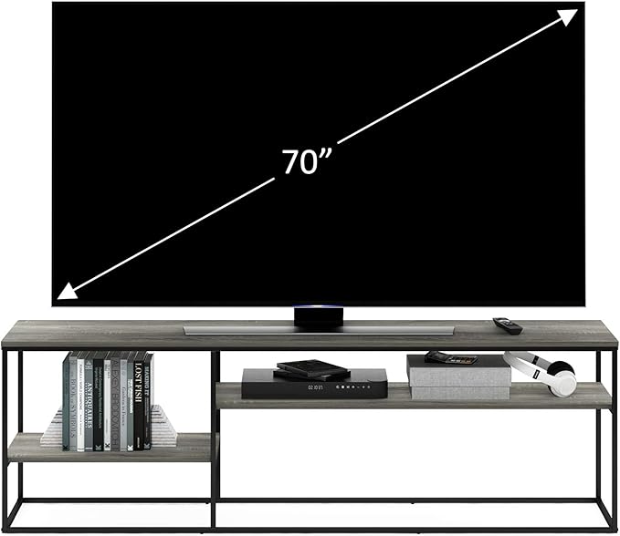 Furinno Moretti Modern Lifestyle TV Stand Entertainment Center for TV up to 78 Inch for Living Room Bedroom Grey Oak