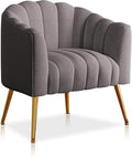 Oversized Pumpkin Couch Accent Chair Modern Comfy Velvet Upholstered Barrel Chairs Luxury Single Sofa Armchair for Living Room Waiting Room Office and Vanity (Grey)