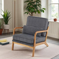 VINGLI Upgraded Premium Corduroy Accent ChairUpholstered Arm ChairSolid Wood Comfy Reading Chair with Lumbar Pillow Mid Century Modern Chairs for Living RoomBedroomDark Grey