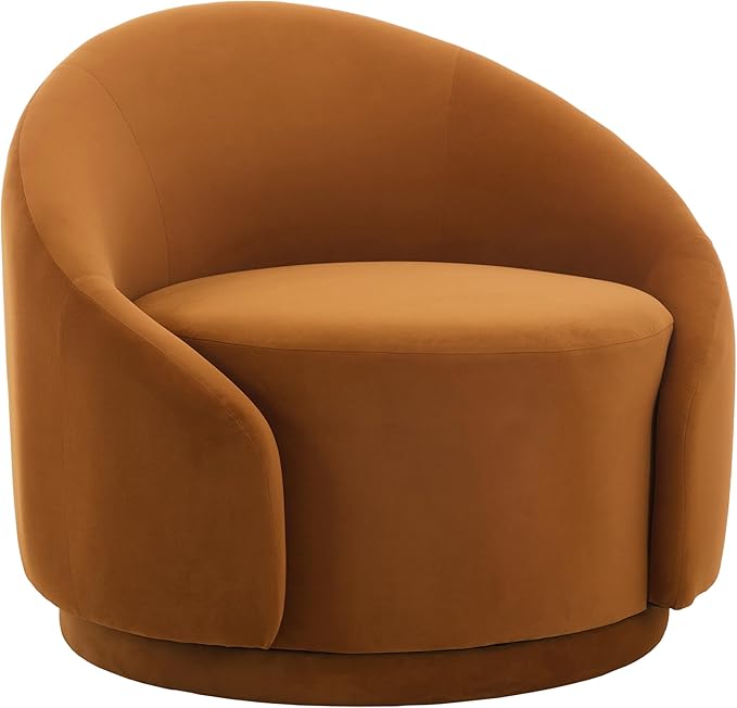 UIXE Swivel Accent Chair Velvet Barrel Chair Upholstered Arm Chair for Living Room Modern Round Club Chair with Turntable Base - Orange Set of 1
