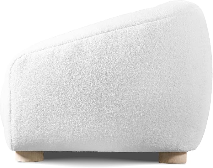 Furniture of America Amara Modern Boucle Arm Chair with Sloped Armrests and High Density Foam Wooden Comfortable Couch for Living Room Office Oeko TEX Certified White