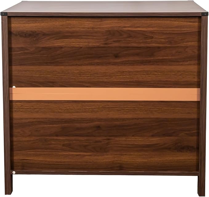 2 Drawer Farmhouse Small File Cabinet with Lock Under Desk Locking Storage Drawers Organizer Filing Cabinets for Home OfficeModern FurnitureWalnut