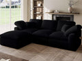 Cloud Sectional Couches for Living Room 4 Seater Cloud Modular Couch L Shaped Corduroy Sectional Sofas with Ottoman Boneless Comfy Sofa for Apartment No-Assembly Black