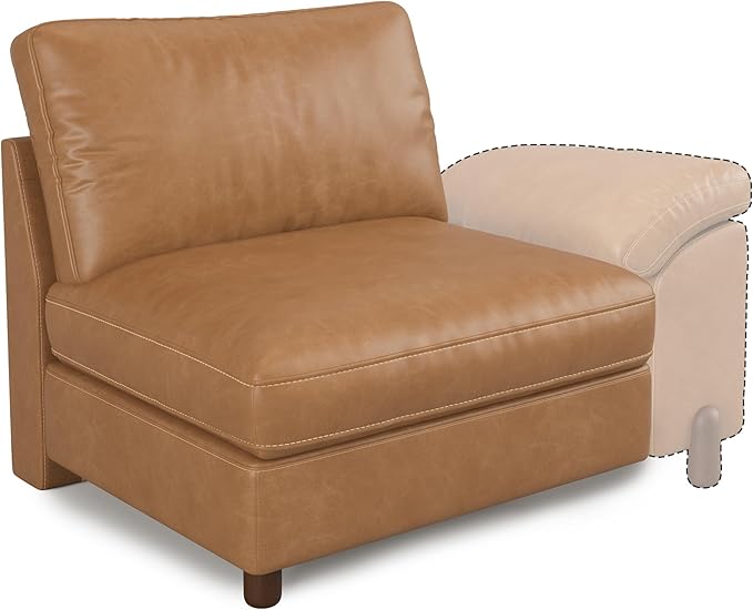SITJOY Oversized Sectional Couches for Living Room Extra Large Deep Seat Couch with Washable Covers Scratch-Resistant Faux Leather in Brown Left-Arm Connecting Armless Sectional