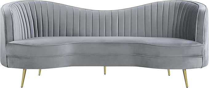 Coaster Home Furnishings - Sophia - Velvet Fabric Upholstered Channel Tufted Stationary Sofa with Inverted Camel Back - Contemporary - Living Room - Gray - 506864