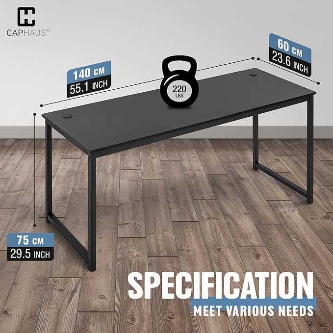 Fencer Wire 55 Inch Computer Desk Home Office Desk Modern Work Desk Writing Desk for Small Space Simple Desk for Home Use &amp Office PC Table Gaming Desk Space-Saving Workstation Black