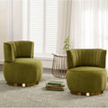 KINFFICT Velvet Swivel Barrel Chair Set of 2 Mid Century Modern Arm Chairs 360 Swivel for Living Room Lounge Hotel