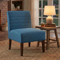 Armless Accent Chair Mid Century Modern Upholstered Living Room Chairs Accent Dining Chair Sofa with Solid Wood Legs Lounge Reading Chair for Bedroom Office (Blue)