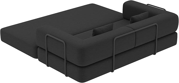KEIKI Convertible Corduroy Sleeper Sofa Bed with Cylindrical Pillow Folding Floor Mattress Couch with Fixed Shape Frame for Living Room Studio Lounge