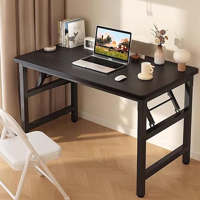 31.5 Inch Folding TableSquare Folding Desks for Small SpaceSmall Foldable Desk No AssemblyBlack.