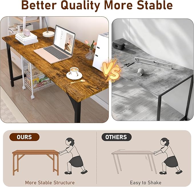 AZN Computer Desk Office Desk 47'' Computer Desk for Work Study Writing Gaming Office Desk w/ 24in Wide Desktop &amp Large Legroom Home Office Desks w/Waterproof &amp Scratch-Resistant Surface
