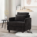 KINFFICT Modern Accent Chair for Living Room Upholstered Single Sofa Chair with Lumbar Pillow Comfy Armchair with Thickened Cushion Living Room Chairs for Bedroom Office Black Chenille